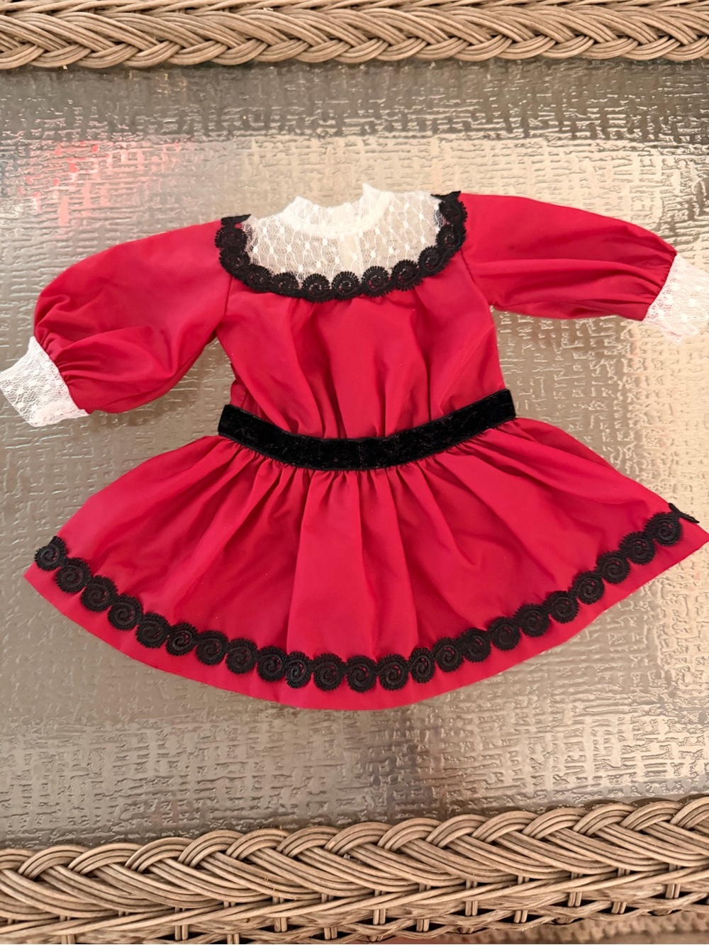 American Girl Doll Red Lace-Trim Dress Samantha Parkington Holiday Vintage New